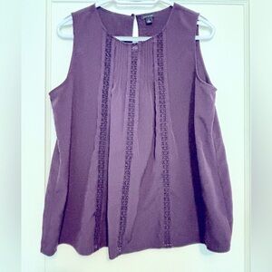 Ann Taylor Purple Sleeveless Blouse, Size Medium